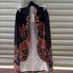 Women’s Black Paisley Open-Front Cardigan - Elegant Floral Print